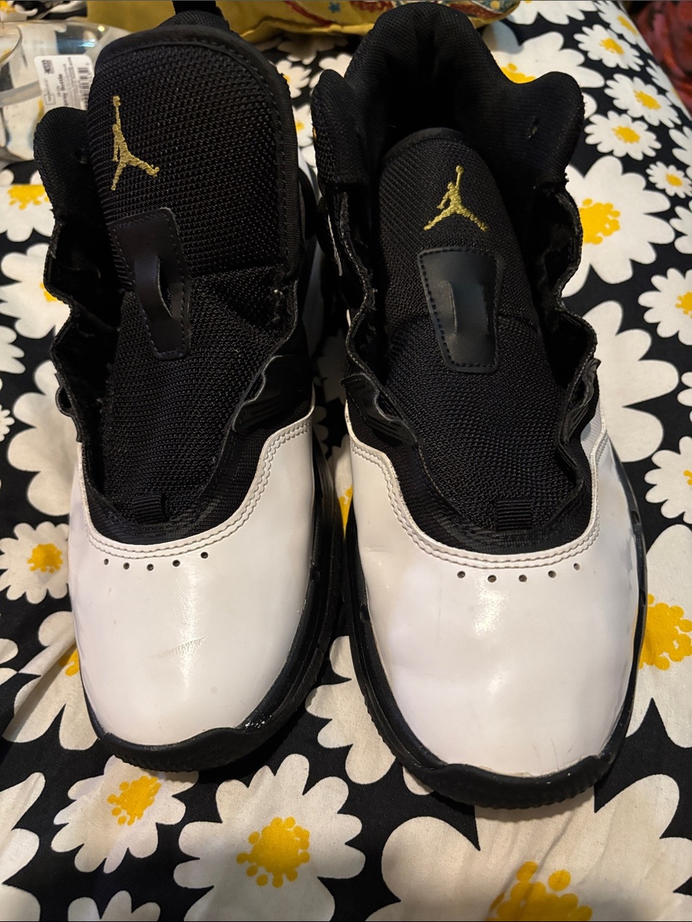 Jordan  Black, White & Gold High-Top Sneakers